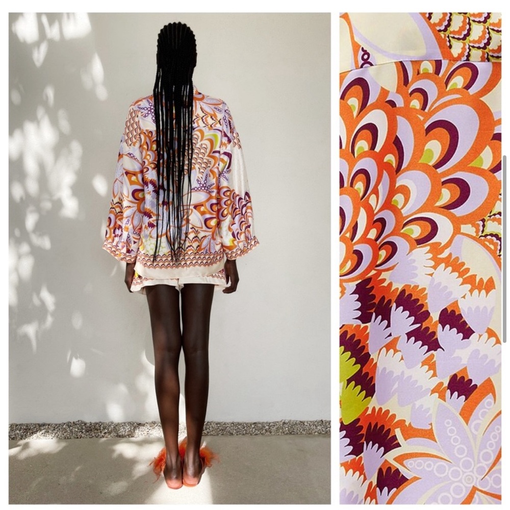 NWT Zara Printed Top( L )  ➕Shorts ( XL ) Retro look Set - Picture 6 of 16